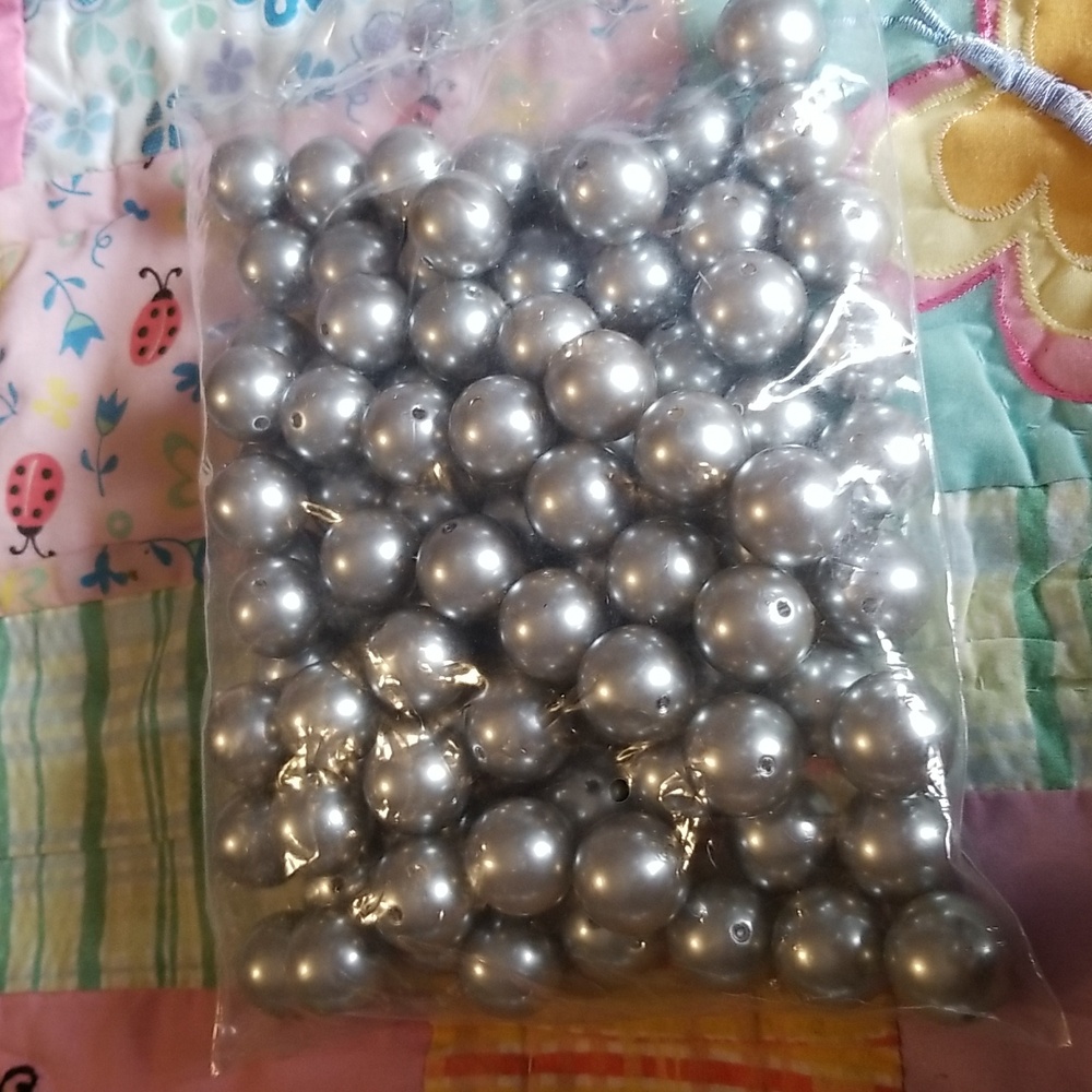 22mm Silver Platinum Chunky Bubblegum beads 500g Full Bags - Picture 3 of 4